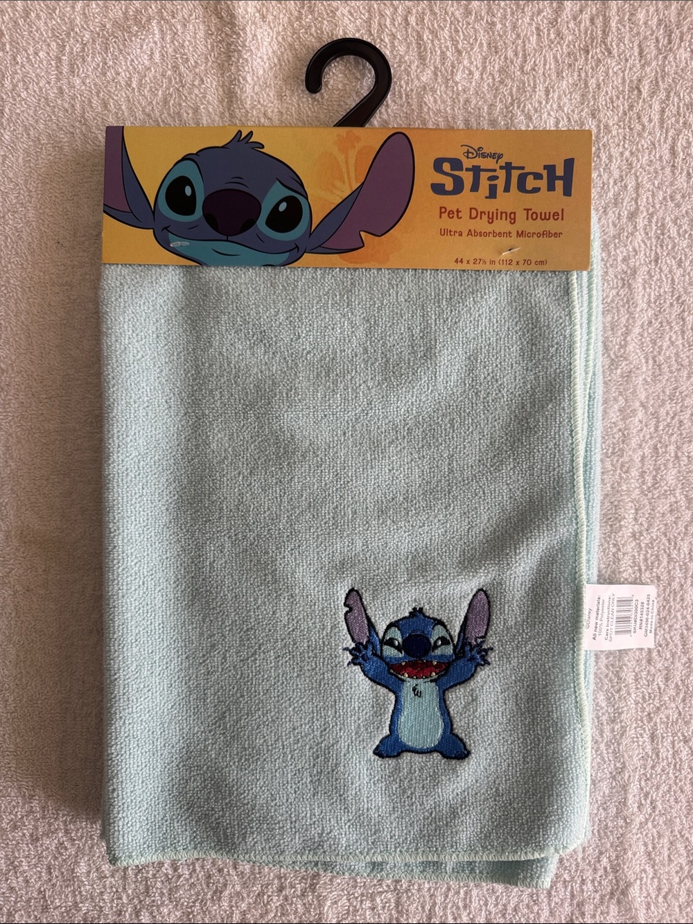 Disney Stitch Mint Blue Microfiber Pet Drying Towel